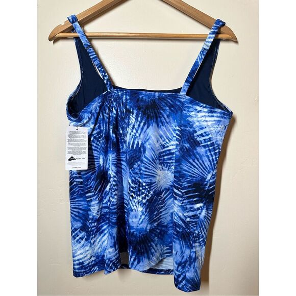 Lands End Blue and White Tankini Top With Padding Size XL New With Tag - Picture 4 of 4
